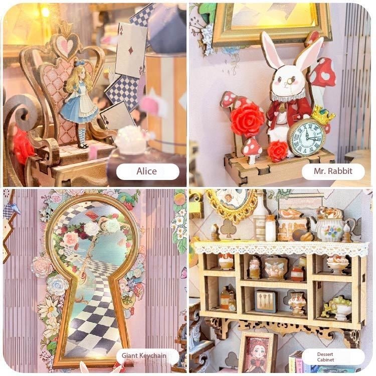 Alice’s Tea Party Diary Book Nook Kit – Miniature Fantasy Bookshelf Insert - taleblocks