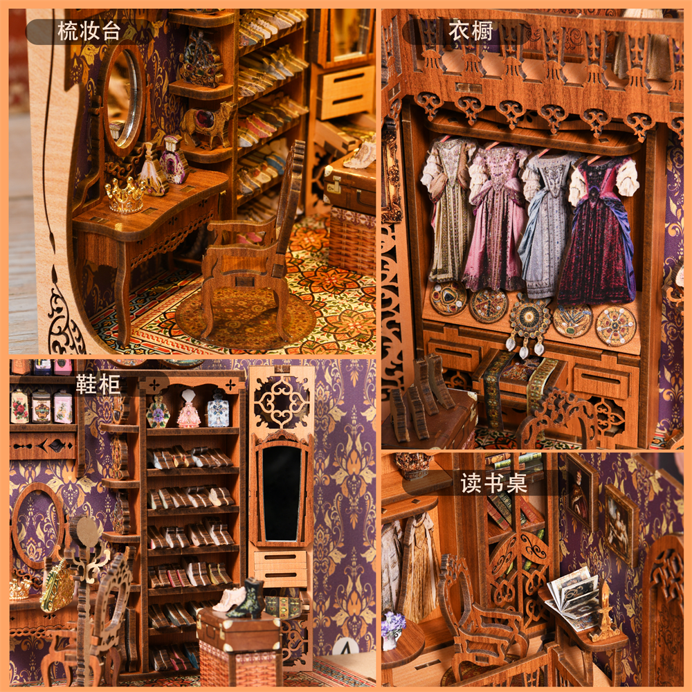 Duchess Wardrobe Book Nook Kit – Miniature Victorian Bookshelf Insert - taleblocks