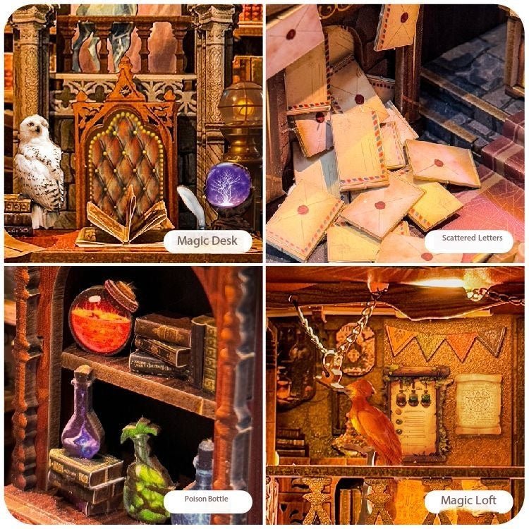 Magic Abode Book Nook Kit – Miniature Fantasy Library Bookshelf Insert - taleblocks