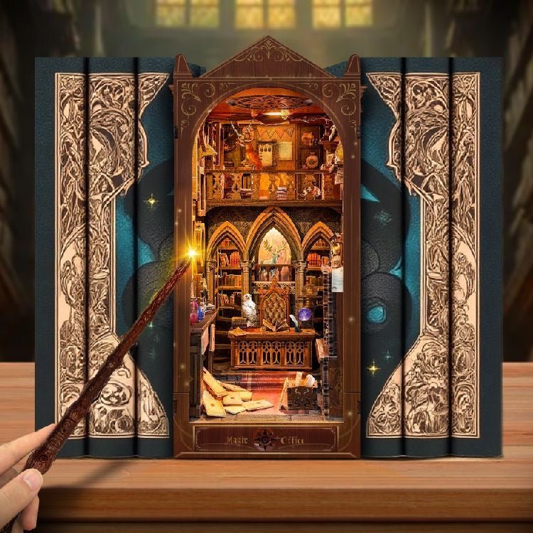 Magic Abode Book Nook Kit – Miniature Fantasy Library Bookshelf Insert - taleblocks