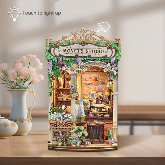 Monet’s Studio Book Nook Kit – Miniature Artist Bookshelf Insert - taleblocks