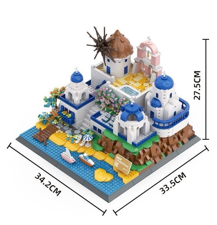 Santorini Grecia – Set de Construcción Arquitectónico de bloques | Maqueta Mediterránea para Adultos Coleccionistas - taleblocks