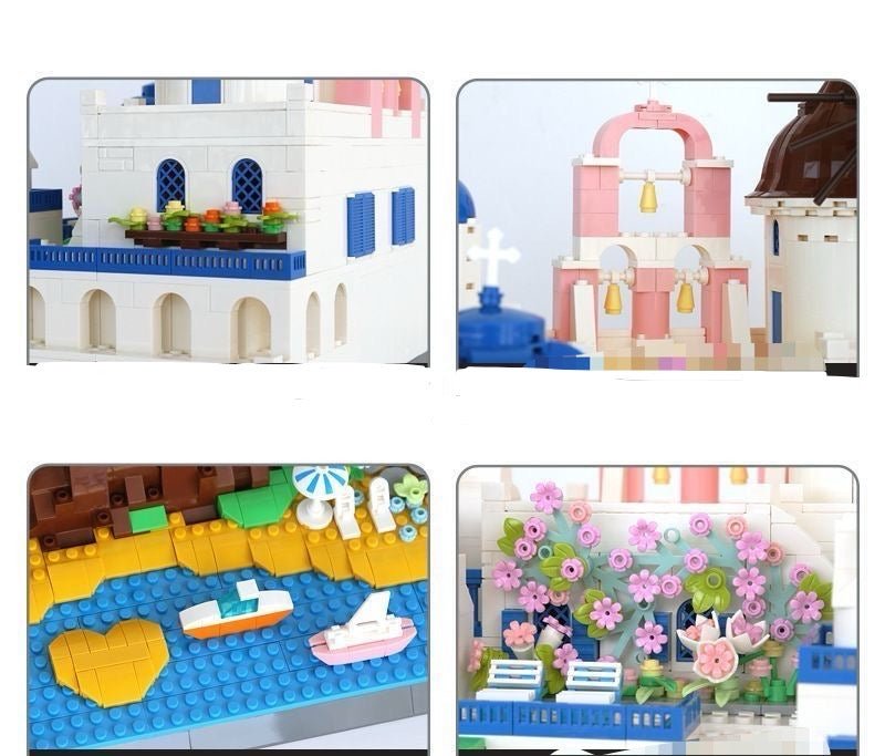 Santorini Grecia – Set de Construcción Arquitectónico de bloques | Maqueta Mediterránea para Adultos Coleccionistas - taleblocks
