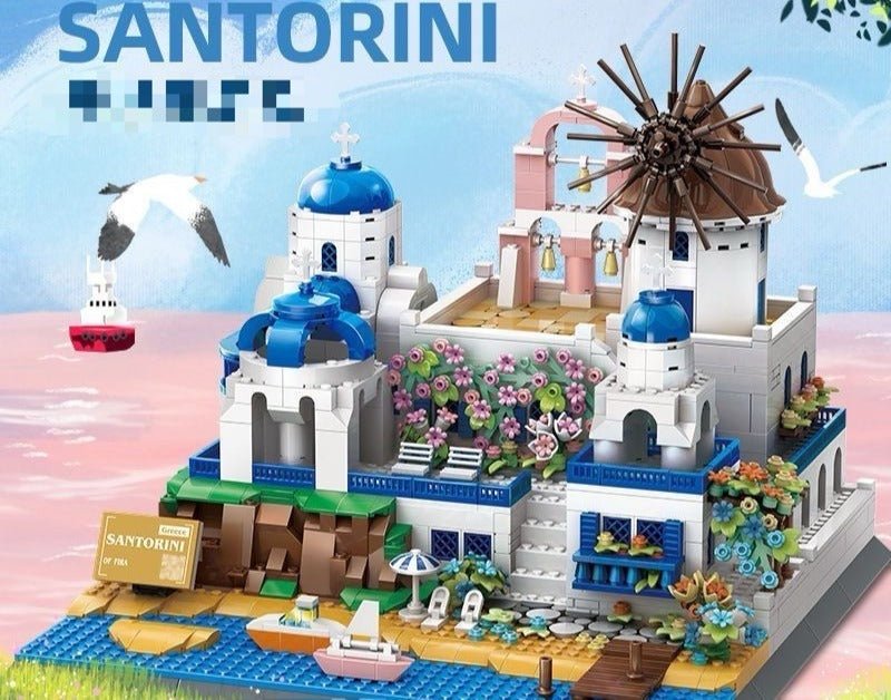 Santorini Grecia – Set de Construcción Arquitectónico de bloques | Maqueta Mediterránea para Adultos Coleccionistas - taleblocks