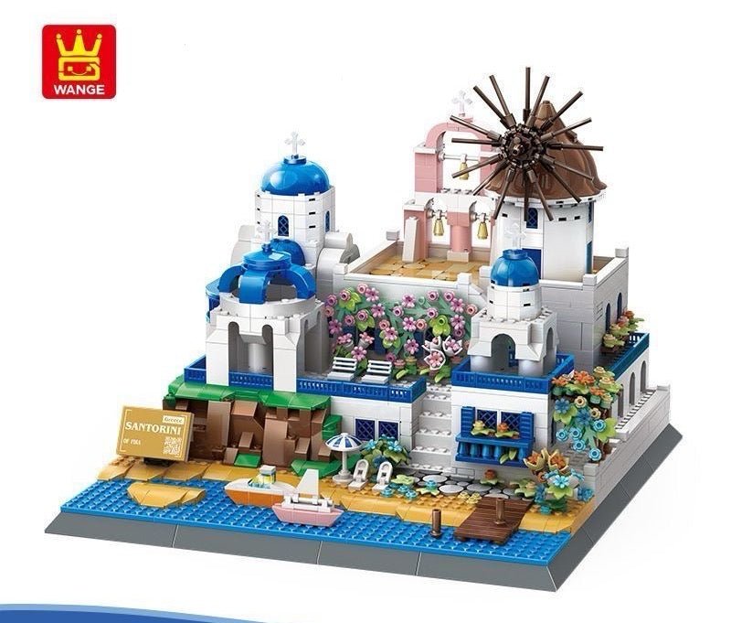 Santorini Grecia – Set de Construcción Arquitectónico de bloques | Maqueta Mediterránea para Adultos Coleccionistas - taleblocks