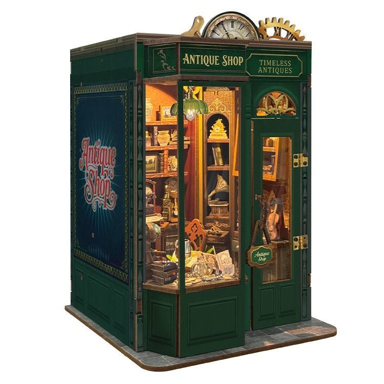 Timeless Antiques Book Nook Kit – Miniature Antique Shop Bookshelf Insert - taleblocks