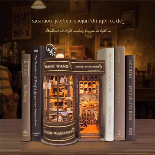 Wizard Wand Shop Book Nook Kit – Miniature Fantasy Bookshelf Insert - taleblocks